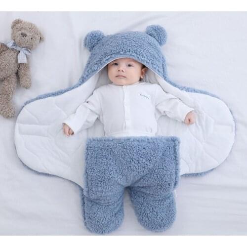 0-6M Baby Sleeping Bag Ultra-Soft Fluffy Fleece Newborn Receiving Blanket Infant Boy Girl Clothes Sleeping Nursery Wrap Swaddle