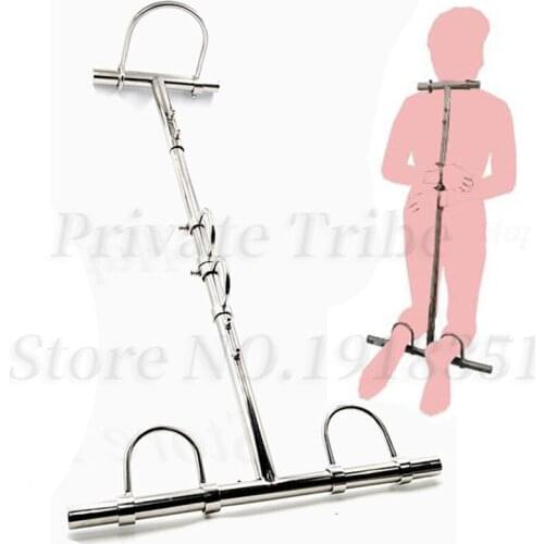 Adult Game Stainless Steel Slave Restraints Kneel penalties BDSM Belt Collar Handcuff Ankle Cuff Fetish Sex Toys For Women Men