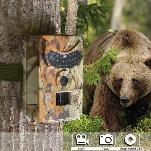 Outdoor Hunting Camera 12MP Wild Animal Detector Trail Camara HD Waterproof Monitoring Infrared Heat Sensing Night Vision