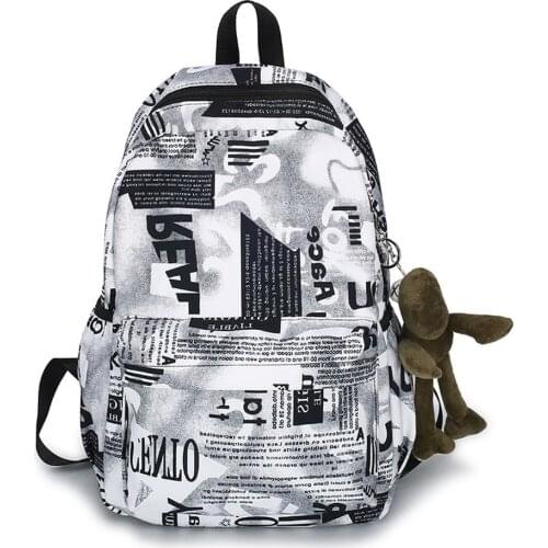 2020 New Schoolbag Junior High School Shoulder Bag Men and Women Japanese Retro Graffiti Clash Color Camouflage Backpack