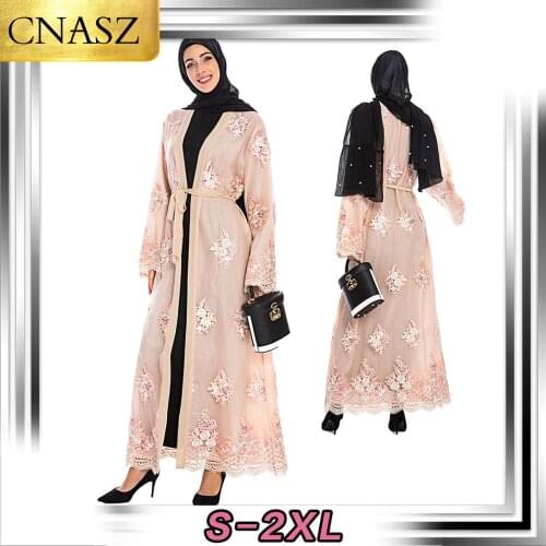 New Arrivals Elegant Womens Ramadan Kimono Abaya Robe Femme Dubai Cardigan Muslim Dress Women Caftan Turkish Islamic Clothing