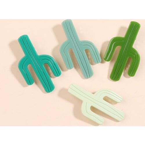 Wholesale acrylic green color cactus plant barbary fig alligator hair clips Girls Woman HairPin Clips Hair Accessories Jewelry