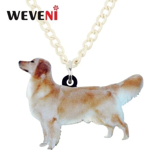 WEVENI Original Acrylic Golden Retriever Dog Necklace Pendant Chain Choker Trendy Bijoux Jewelry For Women Girls Cute 2018 Pet