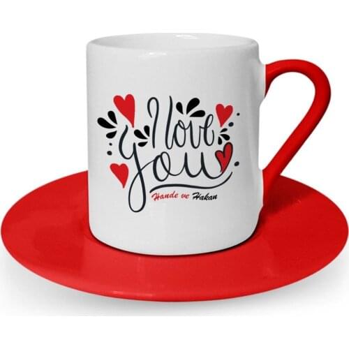 Personalized Love You Red Turkish coffee Cup-1