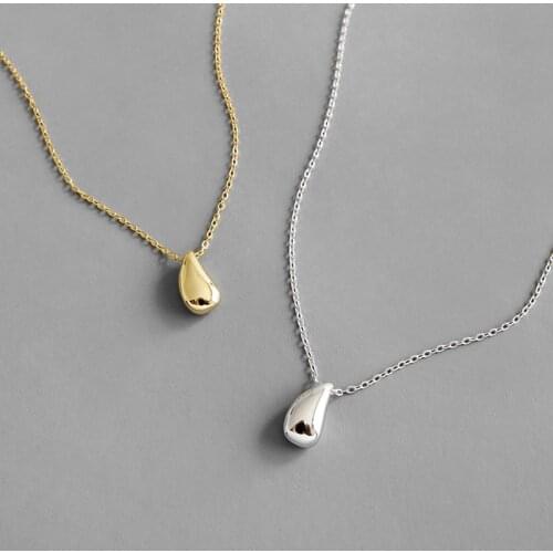 Real 925 sterling silver water drop pendants necklaces for women, simple womans necklace neck chains gold color jewelry 2020