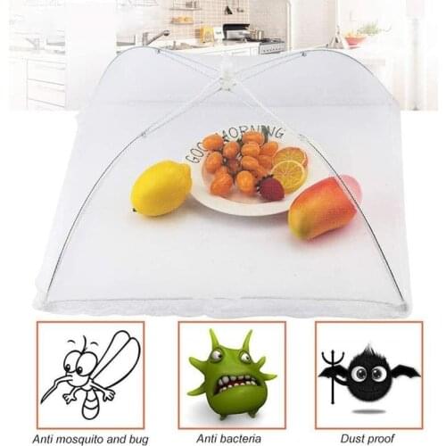 Table Folding Mesh Cover Removable And Washable Umbrella Shape White Lace Square Anti Fly Insect Covers Kitchen Food Protector