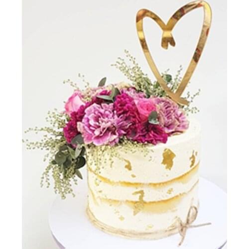 New Acrylic Cake Topper Gold Silver Red Heart Love Acrylic Cupcake Topper For Wedding Valentines Day Party Cake Decorations