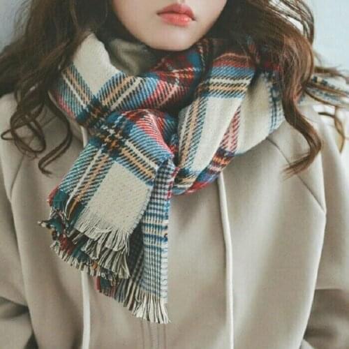 Scarf Korean Version Thickened Double-Sided Forest Plaid Fashion Autumn Winter Tassels Men Women Student Keep Warm Decoration