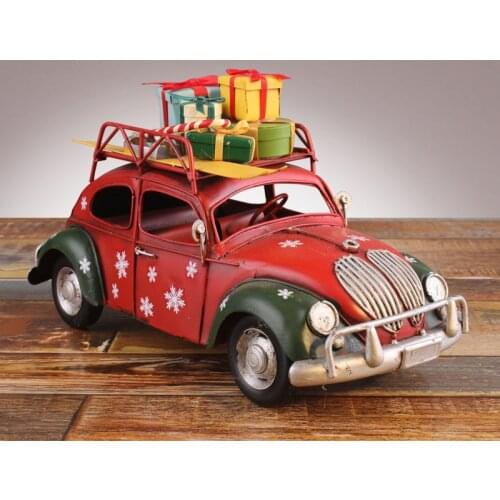 Vintage Metal Classic Rustic Pickup Truck Christmas Tree Home Office Decor Red