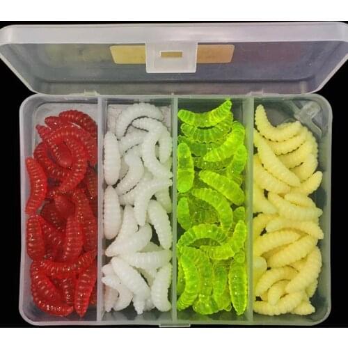 100pcs / lot Fishing Lures bread bug Earthworm shrimp insect Soft bait Suit Set Soft Baits and Tackle Box
