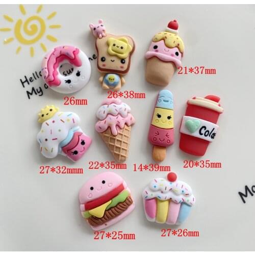 20Pcs Resin Cabochon Fake Food Simulatin Cartoon Ice Cream Donuts Cake Flatback For DIY Scrapbooking Phone Decoration Accessorie