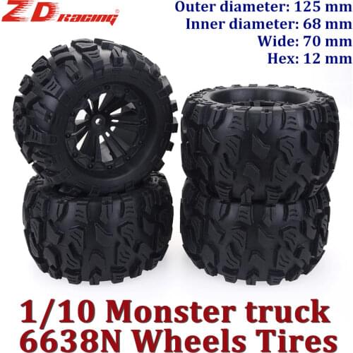 ZD 6638N 4PCS 1/10 125mm Tires Rc Wheels Monster Truck Big Foot Tires Crawler Wheels for RC Traxxas Wheels Tamiya HSP TRX4 Scx10