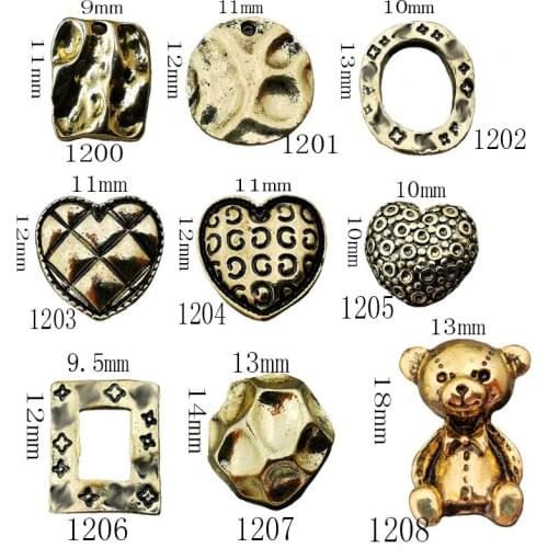 50pcs/pack Korea Metal Nail art Accessories Punk Style Bear Heart Oval Nail Parts DIY Charm Alloy Nail Supplies Tips