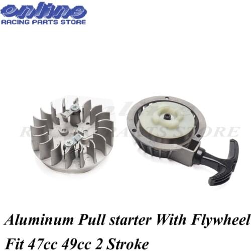 Aluminum Pull starter With Flywheel Easy to Pull Fit 47cc 49cc 2 Stoke Mini Dirt Pocket Pit Bike Moto ATV Quad