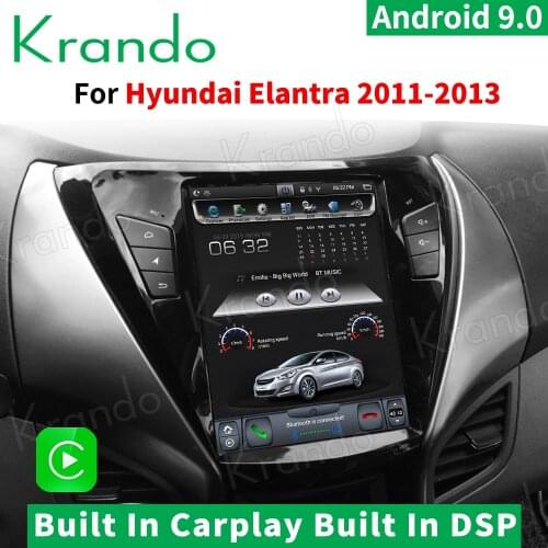 Krando Android 9.0 10.4" Tesla style Car Multimedia Player for Hyundai Elantra 2011-2013 Car stereo with screen autoradio