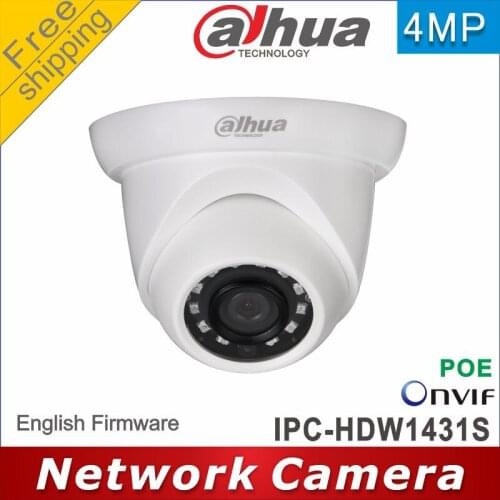 Free shipping Original Dahua English version IPC-HDW1431S 4MP IR30 IP Camera support Cloud storag P2P Meter Eyeball IP67 IK10