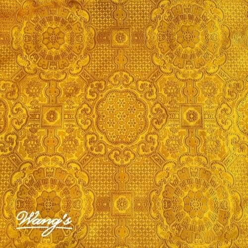 Buddhist golden flowers Jacquard Silk fabric brocade Satin fabric for COSPLAY/Kimono/Mongolia clothing/Stage suit 1 order=1meter