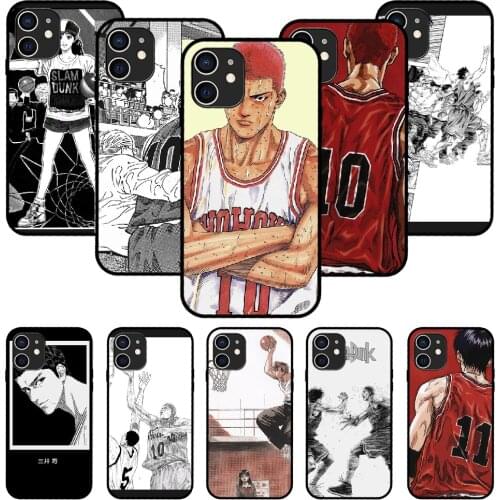 For iPhone 11 12 8 Plus Mini Pro X XR XS Max 4 5 7 6 6S 8 SE Phone Case Black Cover Coque Soft Back Tpu Japan Slam Dunk Comic