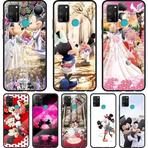 Mickey And Minnie Married Tempered Glass Cover For Honor 30 20 10 9X 8X Pro Plus Lite Silicone Phone Case Coque