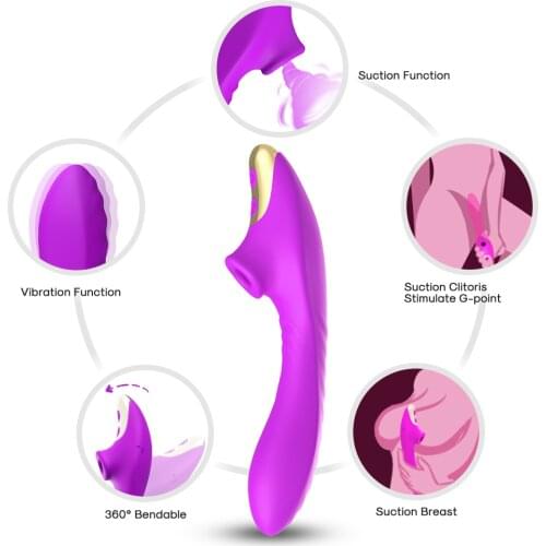 Clitoral Sucking G Spot Dildo Vibrator with 9 Powerful Modes Clit Sucker Rechargeable Clitoris Stimulator Sex Toys for Women