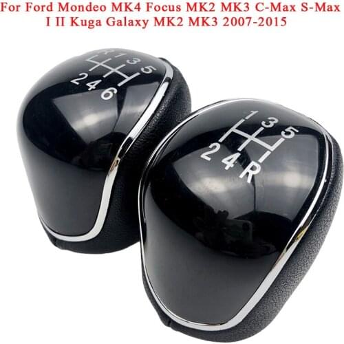 For Ford Mondeo MK4 Focus MK2 MK3 C-Max S-Max I II Kuga Galaxy MK2 MK3 2007-2015 5 6 Speed Gear Shift Knob Shifter Lever Head