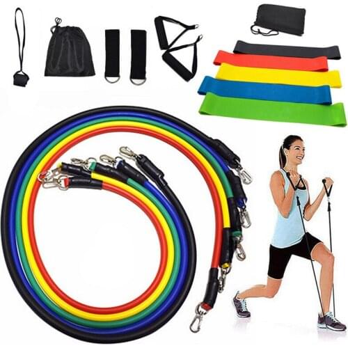 17Pcs Pull Rope Fitness Exercises Resistance Bands Latex Tubes Pedal Excerciser Body Training Workout Yoga