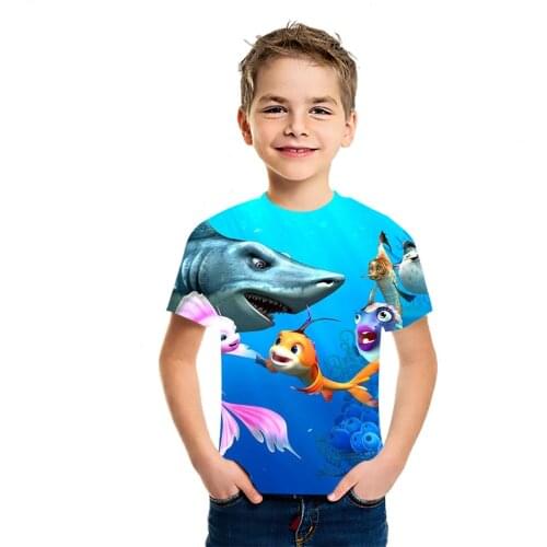 2021 New Summer Childrens 3D Printing Shark Tale Boys And Girls Casual T-Shirt Fashion Trend Short Sleeve Hip Hop Top