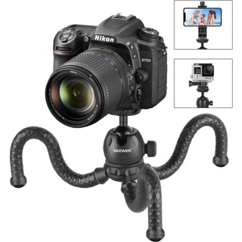 Neewer 12 inches Flexible Tripod with 1/4-inch Screw Mount and Ball-Head 360 Degree Rotatable Phone Clip for iPhone Samsung