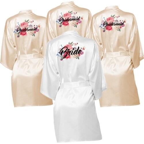 Bridesmaid Robes Wedding Robe Bride to be Team Bride Gifts Flower Print Bridal Proposal Engagement Gift Dressing Gown Robes