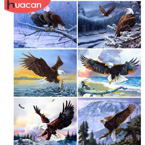 HUACAN Full Square Diamond Painting Kit Eagle Rhinestones Diamond Embroidery Cross Stitch Animal 5D DIY Mosaic Home Decor