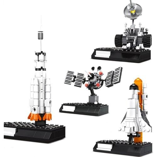 Rocket Brick Shuttle Launcher Center Space Carrier Satellite Lunar Probe Building Blocks Model For Kids Adults Children Toy Gift