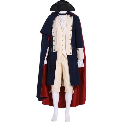 Cosplaydiy Turn Major Hewlett Cosplay Costume Adult George Washington Colonial Outfit Cloak Suits Custom Made L320