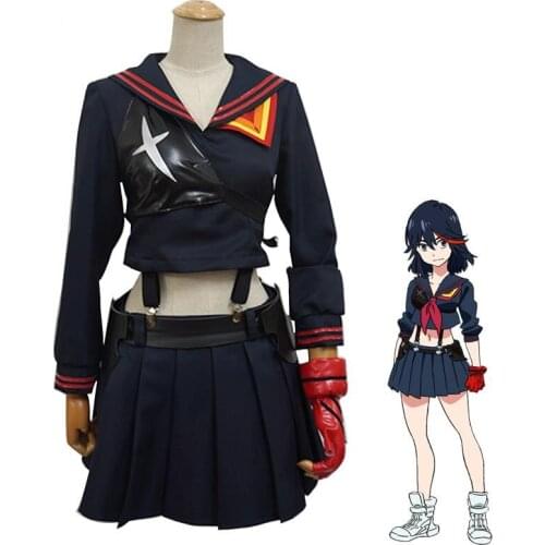 Anime KILLla KILL Wig Matoi Ryuuko Cosplay Costumes Japanese Uniform Sailor Suit Skirt Halloween Party Disfraz Women Girls Dress