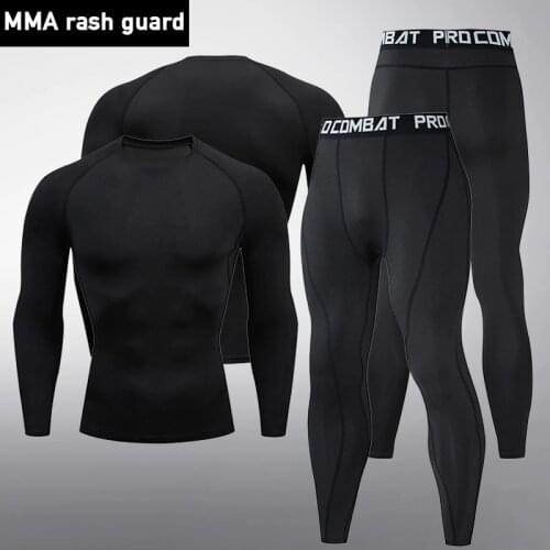 Jogging suit Mens Autumn Winter Outdoor Gym Thermal underwear Compression Tunning Tights Hot sports suit Clothing brand S-4XL