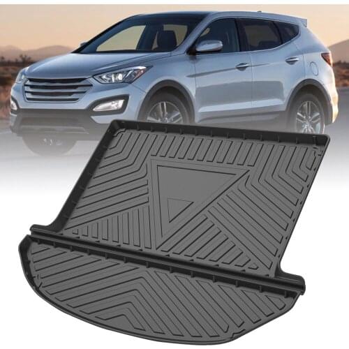 TPE Car Trunk Mats For Hyundai Santa Fe 7-Seat 2013-2018 Rubber Cargo Liner Laser Measured Waterproof Protective Pads