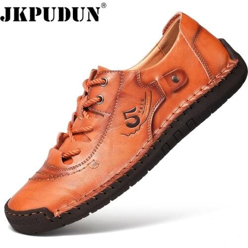 Leather Men England Shoes Luxury Brand Handmade Men Casual Shoes Breathable Lcce-up Mens Flat Trendy Moccasins Zapatillas Hombre