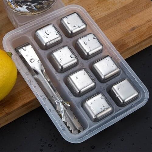 Stainless Steel Ice Cubes Reusable Chilling Stones for Whiskey Wine Drink Cold Longer Chilling Rocks for Wine Beer Drinks