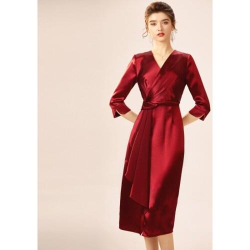 Fashion High Quality Womens Dresses Summer Triacetic Acid Satin Long Dress Very Soft Smooth Plus MJ6188