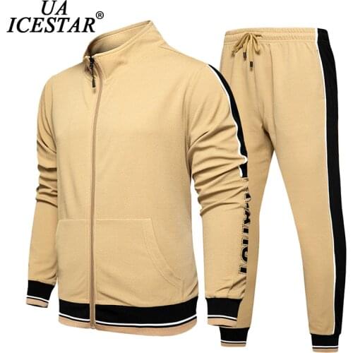 2020 Casual Mens Sport Suit Stand-up collar Sweatshirt+Sweatpants Two Piece Set Autumn Zipper Cardigan Fashion Sport Suit Men