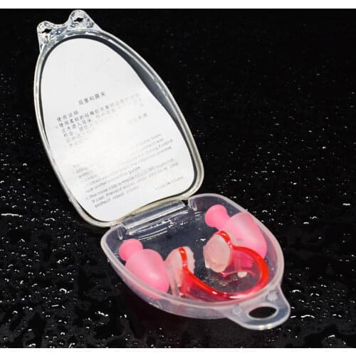 Soft Silicone Swimming Nose Clips + 2 Ear Plugs Earplugs Gear with a case box Set Pool Accessories Water Sports