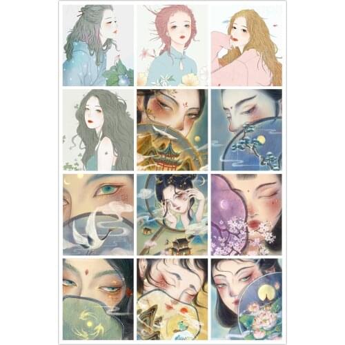 Chinese Style Colored Drawing Girl 5D Diy Full Square and Round Diamond Painting Embroidery Cross Stitch Kit Wall Art Home Decor