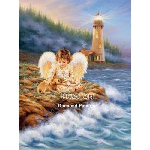 Angel Kids Farmhouse Printed Canvas 11CT Cross-Stitch Full Kit DIY Embroidery DMC Threads Sewing Painting Needlework Counted