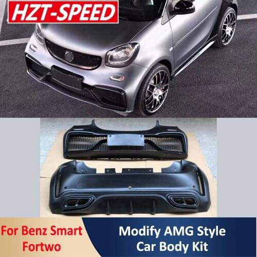 Resin Fibre Unpainted Smart Fortwo Modify to AMG Style Car Body Kit Front and Rear Bumper For Benz
