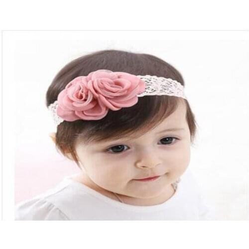 The latest European children elastic hair headbands Burnt flowers Lace girls popular cute Headband