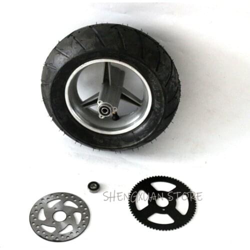 NEW 90/65-6.5 tubeless /vacuum tire Rear Wheels with Brake Disc rear sprocket for 47cc/49cc 2 stoke Mini pocket bike wheel & dis
