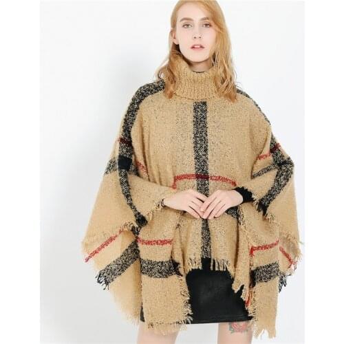 2019 New Design Winter Warm Bohemia plaid Ponchos And Capes For Women Oversized Shawls Wraps Cashmere Pashmina Female Bufanda