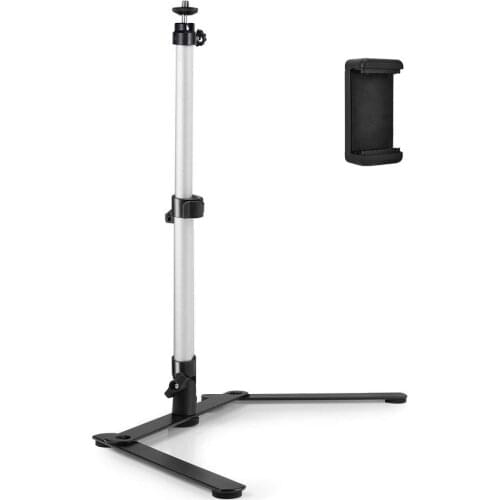 Photo Copy Stand with Phone Clamp Table Top Cellphone Macro Monopod Stand with 360 Degree Swivel Ball Head Overhead Phone Mount