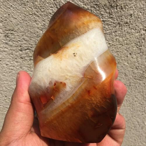 Natural carnelian Quartz Crystal flame Mineral specimen healing