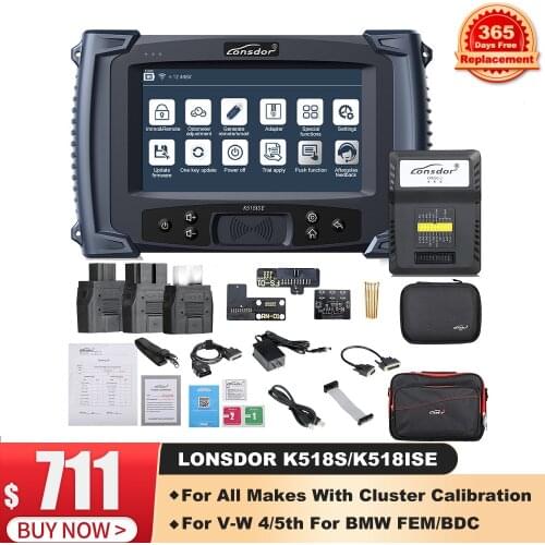 LONSDOR K518S ISE Auto Key Programmer For All Makes 4th&5th immo Basic Version For All Makes Free For BMW FEM/EDC of SKP1000