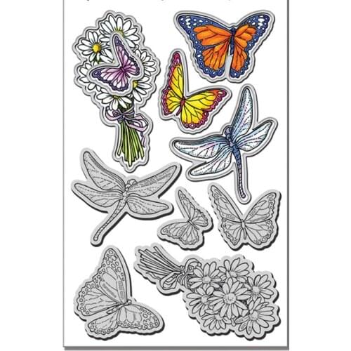 Butterfly background Clear Stamp for Scrapbooking Transparent Silicone Rubber DIY Photo Album Decor 0513